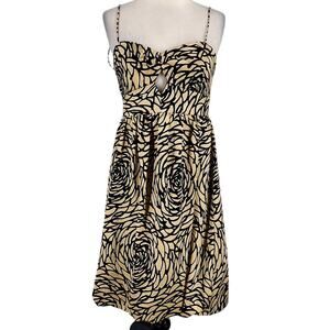 Vintage 1990s Vivienne Tam Silk Blend Satin Floral Cocktail Dress